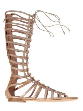JOIE Falicia $425 NEW Gold Tall Lace Up Gladiator Sandals EU 39.5/US 9.5